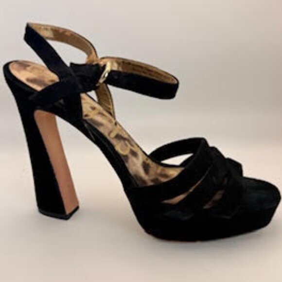 Sam Edelman Black Suede Platform Heels Size 10.5 - Picture 7 of 14